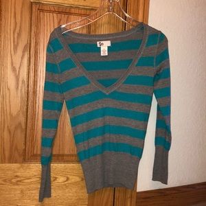 Blue and Gray Striped Long Sleeve